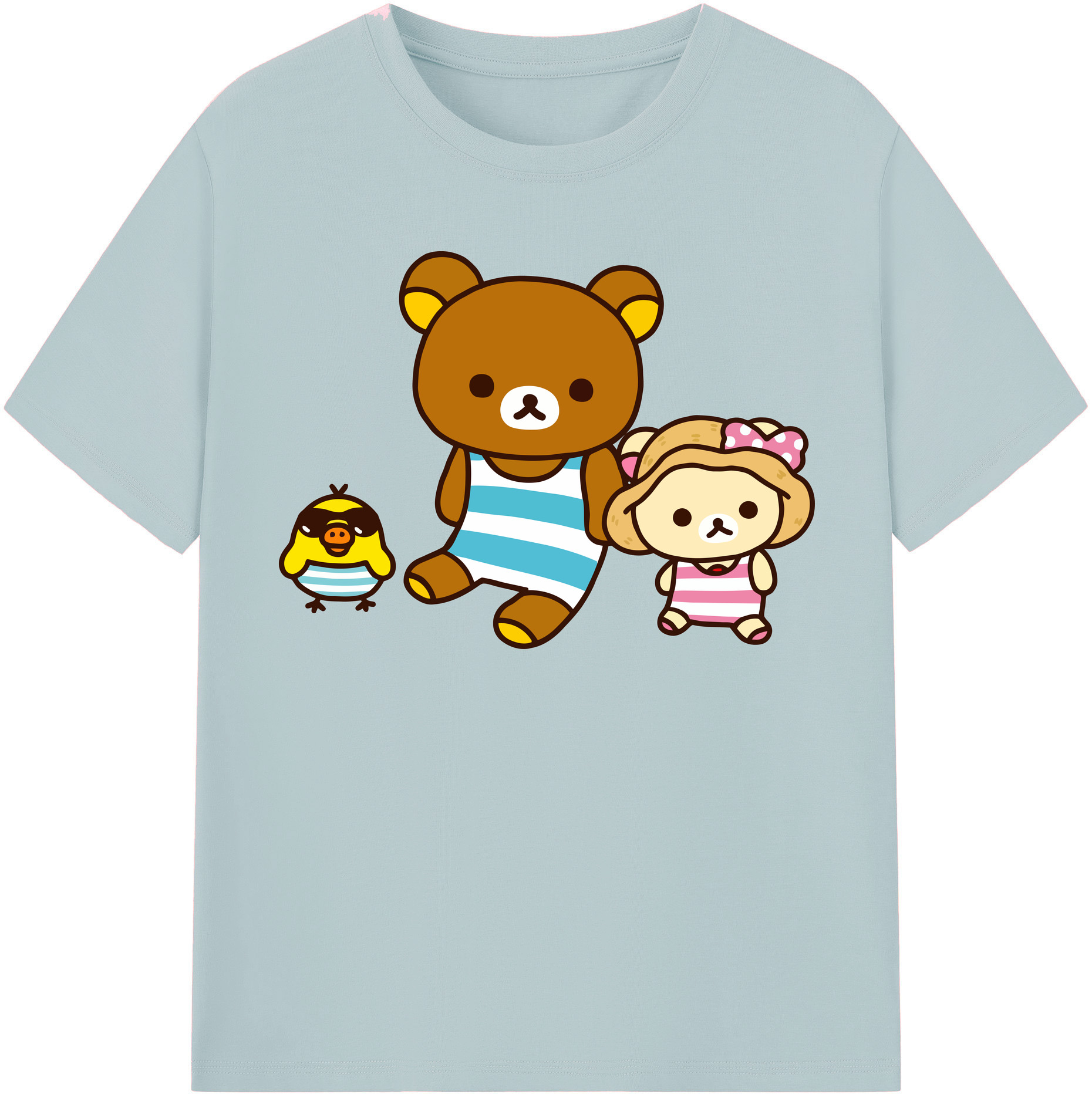 （画像用） リラックマ リラックマ キイロイトリ Rilakkuma Korilakkuma Kiiroitori 綿100％半袖Tシャツ（フロントプリント）
